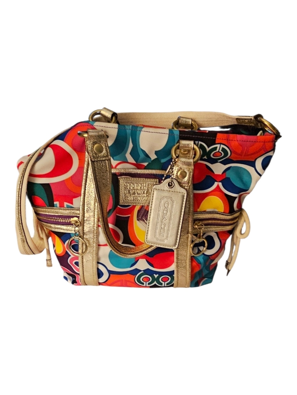 Coach Poppy C Spotlight 2 Way Tote with Gold Metalic Trim 2009
